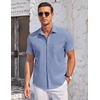 image:imageCOOFANDY Mens Casual Button Down Shirts Short Sleeve Summer Beach Vacation Untucked Dress Shirts with PocketDark Blue