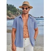 image:imageCOOFANDY Mens Casual Button Down Shirts Short Sleeve Summer Beach Vacation Untucked Dress Shirts with PocketDark Blue