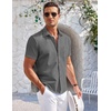 image:imageCOOFANDY Mens Casual Button Down Shirts Short Sleeve Summer Beach Vacation Untucked Dress Shirts with PocketDark Gray