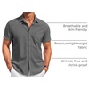 image:imageCOOFANDY Mens Casual Button Down Shirts Short Sleeve Summer Beach Vacation Untucked Dress Shirts with PocketDark Gray