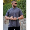 image:imageCOOFANDY Mens Casual Button Down Shirts Short Sleeve Summer Beach Vacation Untucked Dress Shirts with PocketDark Gray