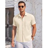 image:imageCOOFANDY Mens Casual Button Down Shirts Short Sleeve Summer Beach Vacation Untucked Dress Shirts with PocketKhaki