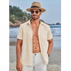 image:imageCOOFANDY Mens Casual Button Down Shirts Short Sleeve Summer Beach Vacation Untucked Dress Shirts with PocketKhaki