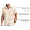 image:imageCOOFANDY Mens Casual Button Down Shirts Short Sleeve Summer Beach Vacation Untucked Dress Shirts with PocketKhaki