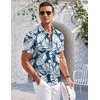 image:imageCOOFANDY Mens Casual Button Down Shirts Short Sleeve Summer Beach Vacation Untucked Dress Shirts with PocketLeafblue