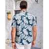 image:imageCOOFANDY Mens Casual Button Down Shirts Short Sleeve Summer Beach Vacation Untucked Dress Shirts with PocketLeafblue