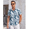 image:imageCOOFANDY Mens Casual Button Down Shirts Short Sleeve Summer Beach Vacation Untucked Dress Shirts with PocketLeafblue