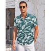 image:imageCOOFANDY Mens Casual Button Down Shirts Short Sleeve Summer Beach Vacation Untucked Dress Shirts with PocketLeafdeep Green