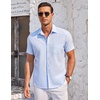 image:imageCOOFANDY Mens Casual Button Down Shirts Short Sleeve Summer Beach Vacation Untucked Dress Shirts with PocketLight Blue