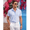 image:imageCOOFANDY Mens Casual Button Down Shirts Short Sleeve Summer Beach Vacation Untucked Dress Shirts with PocketLight Blue