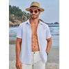 image:imageCOOFANDY Mens Casual Button Down Shirts Short Sleeve Summer Beach Vacation Untucked Dress Shirts with PocketLight Blue