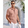 image:imageCOOFANDY Mens Casual Button Down Shirts Short Sleeve Summer Beach Vacation Untucked Dress Shirts with PocketPink