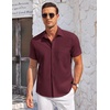 image:imageCOOFANDY Mens Casual Button Down Shirts Short Sleeve Summer Beach Vacation Untucked Dress Shirts with PocketRed