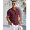 image:imageCOOFANDY Mens Casual Button Down Shirts Short Sleeve Summer Beach Vacation Untucked Dress Shirts with PocketRed