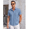 image:imageCOOFANDY Mens Casual Button Down Shirts Short Sleeve Summer Beach Vacation Untucked Dress Shirts with PocketRoyal Blue