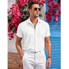 image:imageCOOFANDY Mens Casual Button Down Shirts Short Sleeve Summer Beach Vacation Untucked Dress Shirts with PocketWhite