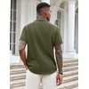 image:imageCOOFANDY Mens Casual Button Down Shirts Short Sleeve Textured Shirt Summer Beach Shirts for MenArmy Green
