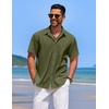 image:imageCOOFANDY Mens Casual Button Down Shirts Short Sleeve Textured Shirt Summer Beach Shirts for MenArmy Green