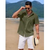 image:imageCOOFANDY Mens Casual Button Down Shirts Short Sleeve Textured Shirt Summer Beach Shirts for MenArmy Green