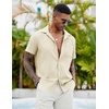 image:imageCOOFANDY Mens Casual Button Down Shirts Short Sleeve Textured Shirt Summer Beach Shirts for MenBeige