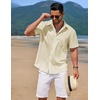 image:imageCOOFANDY Mens Casual Button Down Shirts Short Sleeve Textured Shirt Summer Beach Shirts for MenBeige