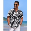image:imageCOOFANDY Mens Casual Button Down Shirts Short Sleeve Textured Shirt Summer Beach Shirts for MenBlackwhite Floral