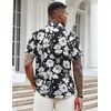 image:imageCOOFANDY Mens Casual Button Down Shirts Short Sleeve Textured Shirt Summer Beach Shirts for MenBlackwhite Floral