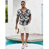 image:imageCOOFANDY Mens Casual Button Down Shirts Short Sleeve Textured Shirt Summer Beach Shirts for MenBlackwhite Floral