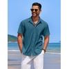 image:imageCOOFANDY Mens Casual Button Down Shirts Short Sleeve Textured Shirt Summer Beach Shirts for MenLake Green