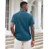 image:imageCOOFANDY Mens Casual Button Down Shirts Short Sleeve Textured Shirt Summer Beach Shirts for MenLake Green