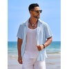 image:imageCOOFANDY Mens Casual Button Down Shirts Short Sleeve Textured Shirt Summer Beach Shirts for MenLight Blue