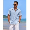 image:imageCOOFANDY Mens Casual Button Down Shirts Short Sleeve Textured Shirt Summer Beach Shirts for MenLight Blue
