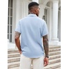 image:imageCOOFANDY Mens Casual Button Down Shirts Short Sleeve Textured Shirt Summer Beach Shirts for MenLight Blue