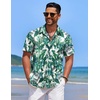 image:imageCOOFANDY Mens Casual Button Down Shirts Short Sleeve Textured Shirt Summer Beach Shirts for MenWhitegreen Leaves