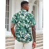 image:imageCOOFANDY Mens Casual Button Down Shirts Short Sleeve Textured Shirt Summer Beach Shirts for MenWhitegreen Leaves