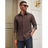 image:imageCOOFANDY Mens Casual Button Down Work Shirts Untucked Long Sleeve Woven Shirt with PocketsBrown