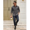 image:imageCOOFANDY Mens Casual Button Down Work Shirts Untucked Long Sleeve Woven Shirt with PocketsDark Grey