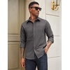 image:imageCOOFANDY Mens Casual Button Down Work Shirts Untucked Long Sleeve Woven Shirt with PocketsDark Grey