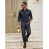 image:imageCOOFANDY Mens Casual Button Down Work Shirts Untucked Long Sleeve Woven Shirt with PocketsNavy Blue