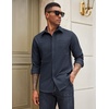 image:imageCOOFANDY Mens Casual Button Down Work Shirts Untucked Long Sleeve Woven Shirt with PocketsNavy Blue