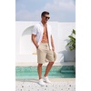 image:imageCOOFANDY Mens Casual Cotton Linen Shorts Elastic Waist Drawstring Shorts Summer Beach VacationBeige