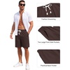 image:imageCOOFANDY Mens Casual Cotton Linen Shorts Elastic Waist Drawstring Shorts Summer Beach VacationBrown