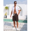 image:imageCOOFANDY Mens Casual Cotton Linen Shorts Elastic Waist Drawstring Shorts Summer Beach VacationBrown
