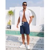 image:imageCOOFANDY Mens Casual Cotton Linen Shorts Elastic Waist Drawstring Shorts Summer Beach VacationDenim Blue