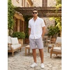 image:imageCOOFANDY Mens Casual Cotton Linen Shorts Elastic Waist Drawstring Shorts Summer Beach VacationLight Grey