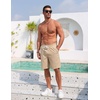 image:imageCOOFANDY Mens Casual Cotton Linen Shorts Elastic Waist Drawstring Shorts Summer Beach VacationLight Khaki