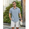 image:imageCOOFANDY Mens Casual Shirts Short Sleeve Button Down Shirt Wrinkle Free Summer ShirtLight Blue