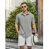 image:imageCOOFANDY Mens Casual Shirts Short Sleeve Button Down Shirt Wrinkle Free Summer ShirtLight Grey