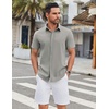 image:imageCOOFANDY Mens Casual Shirts Short Sleeve Button Down Shirt Wrinkle Free Summer ShirtLight Grey
