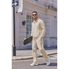 image:imageCOOFANDY Mens Casual Sweatsuit 2 Piece Athletic Full Zip Tracksuit Jacquard Jogging Set Fashion Jackets And Pants OutfitCream